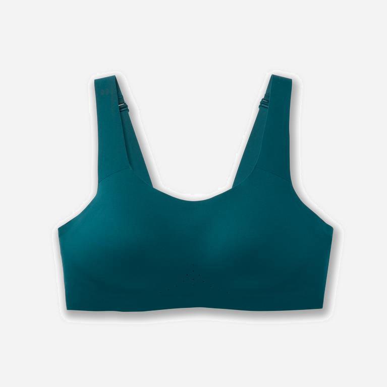 Brooks Dare Scoopback NZ - Women's Running Bra - Deep Sea Blue/Lime/DarkCyan (56041-CRLF)